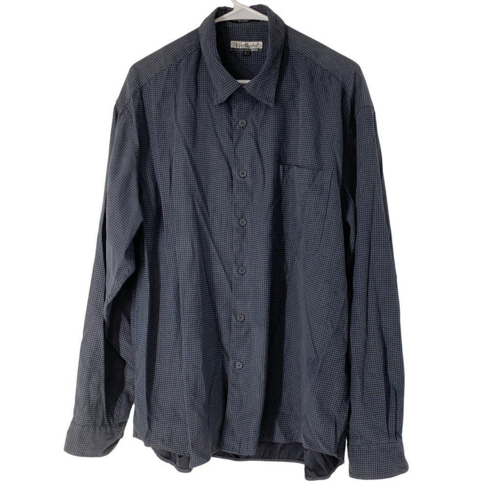 Men’s Firethorn silver check suede shirt button large 5754 Blue